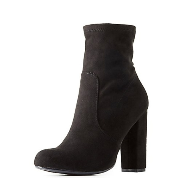 Charlotte Russe Shoes - black suede sock booties